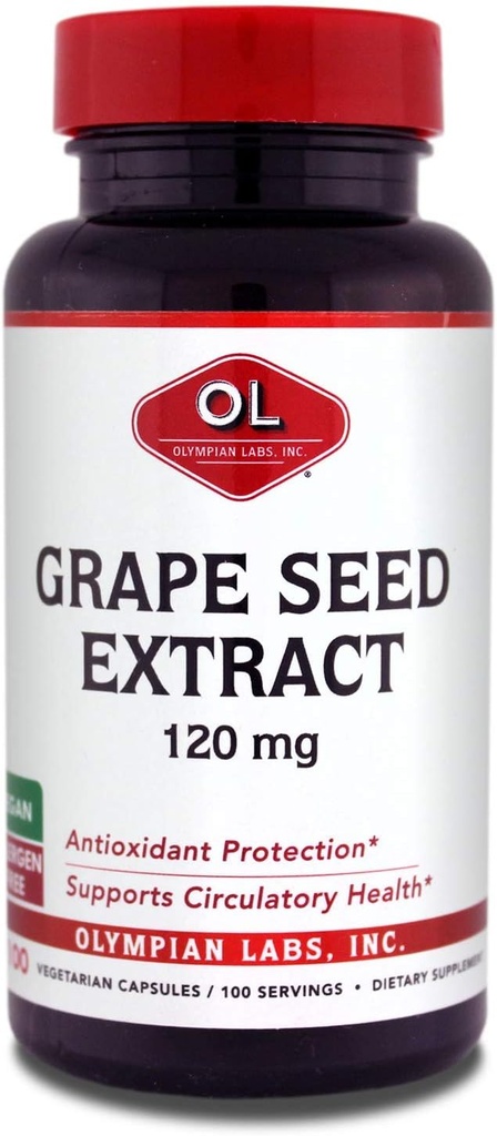 Olympian Labs Grape Seed Extract kapsułki - 120 mg - 100 Kapsułek Codziennych wspierających Heart Health and Antioksydant Protection