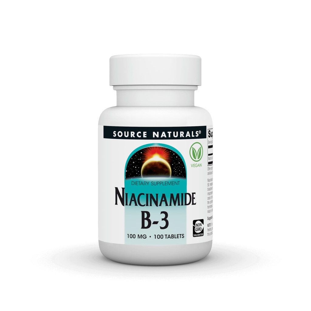 Źródło Naturals Niacinamide B-3, 100 mg Suplement diety - 100 tabletek