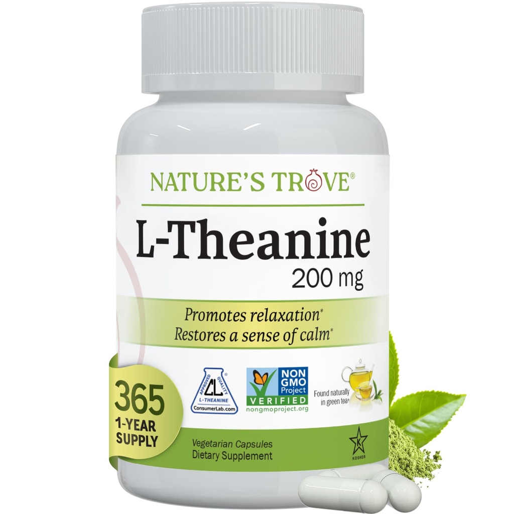 Natural 's Trove L- Theanine 200mg Super Value Size - 365 Kapsułki wegetariańskie