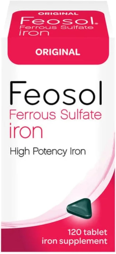 Feosol Oryginalny żelazny siarczan suplement żelaza, 120 CT (Opakowanie po 3)
