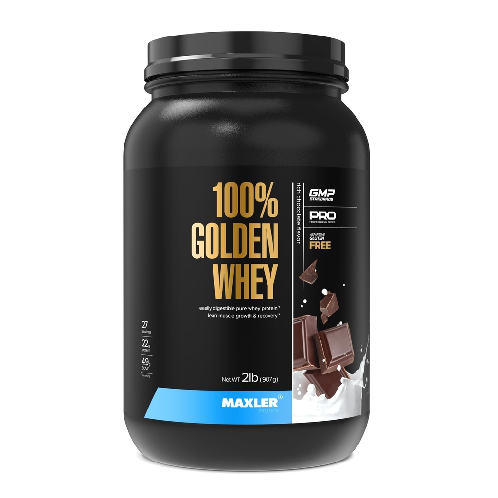 Maxler 100% Golden Serwatka - 22g białka per serving - Wysoka zawartość białka, niska zawartość tłuszczu, niska zawartość węglowodanów, Kompletny profil aminokwasów - bogaty białko czekoladowe 2 l