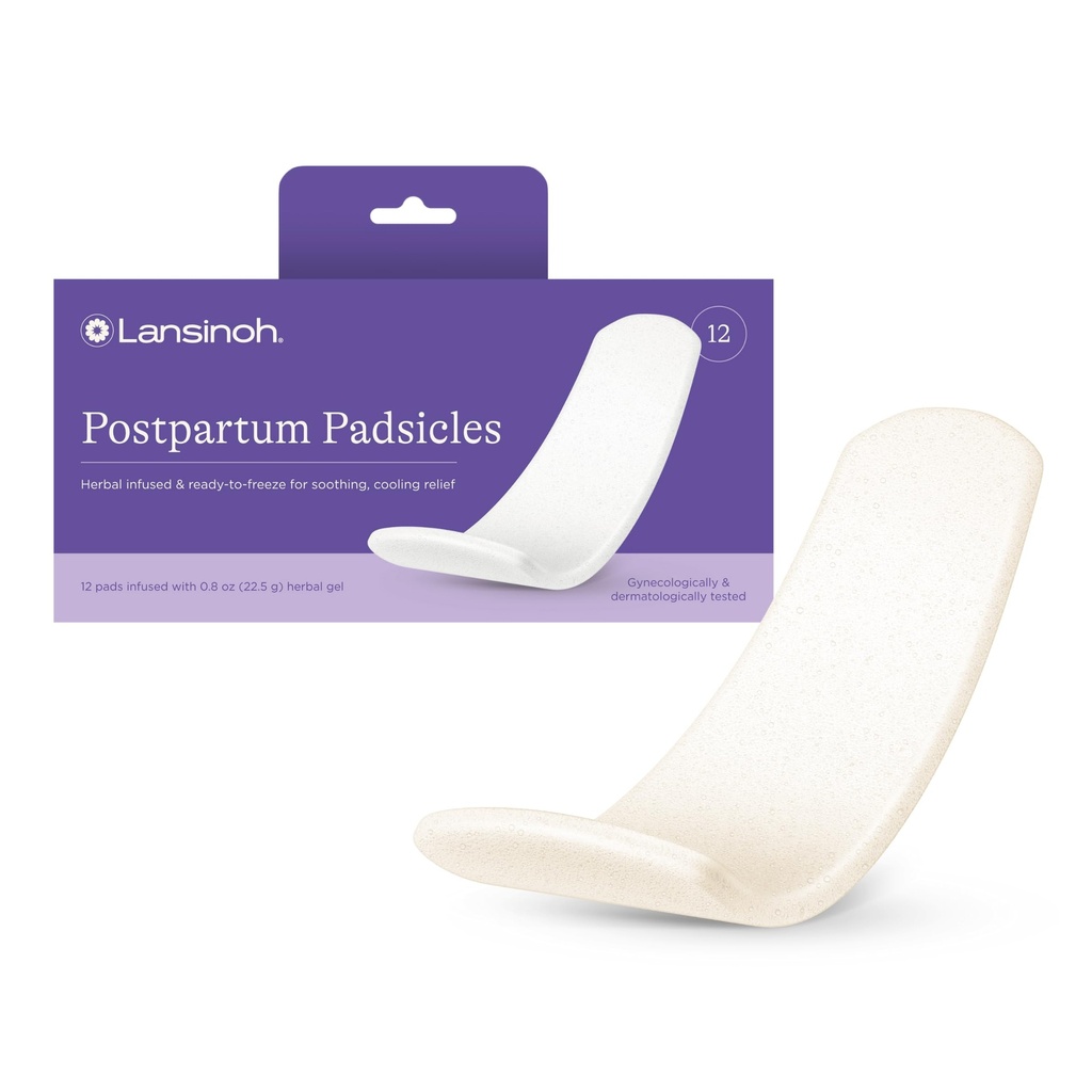 Lansinoh Postpartum Chłodnice, Perineal Ice Packs, 12 Hrabia, Witch Hazel Pads for Postpartum Care, Padsicles with Cooling and Comforting Aloe Vera