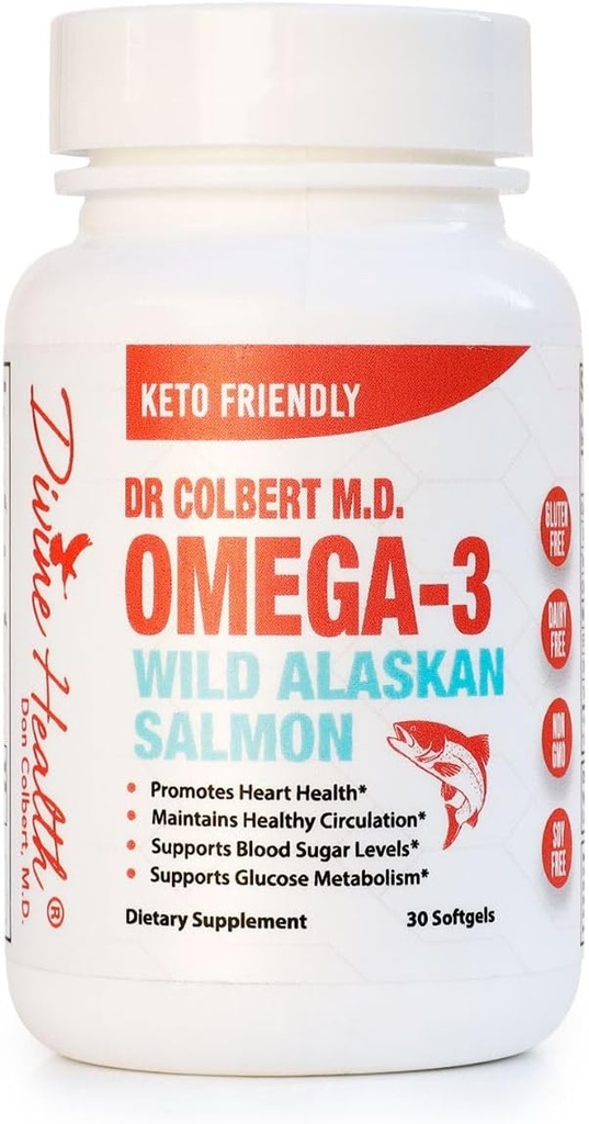 Dr Colbert 's Wild Alaskan Salmon Omega-3 zawierający naturalne źródła Omega-3, DHA & EPA - opracowany przez Dr. Don Colbert