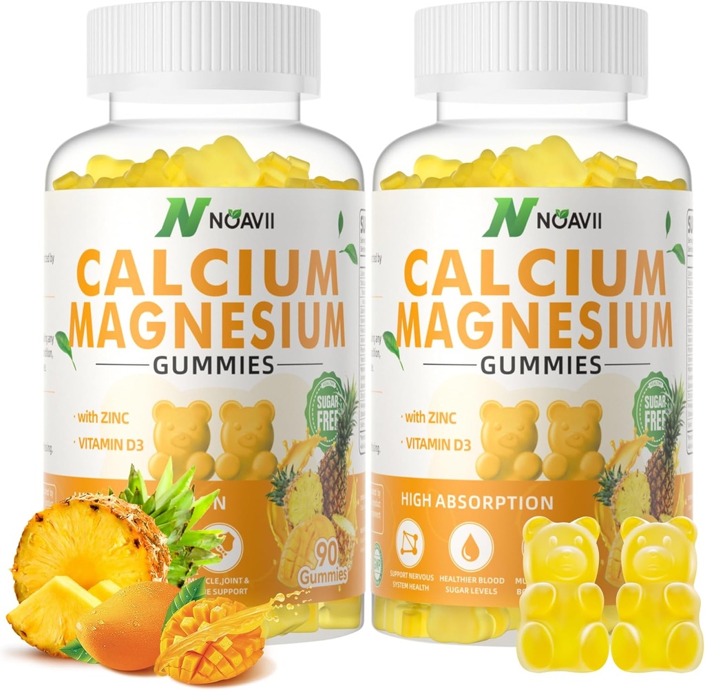 Cynk wapniowy Gummeje z witaminą D3, suplement ashwagandha - Wysoka moc Zwiększona absorpcja - Ananas Flavor- 180