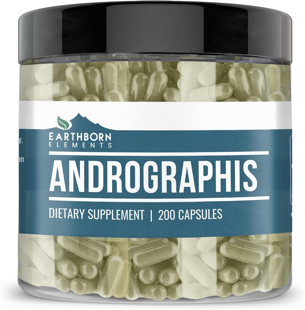 Earthborn Elements Andrographis Paniculata 200 Kapsułki, Czysty i Nierozcieńczony, Brak dodatków