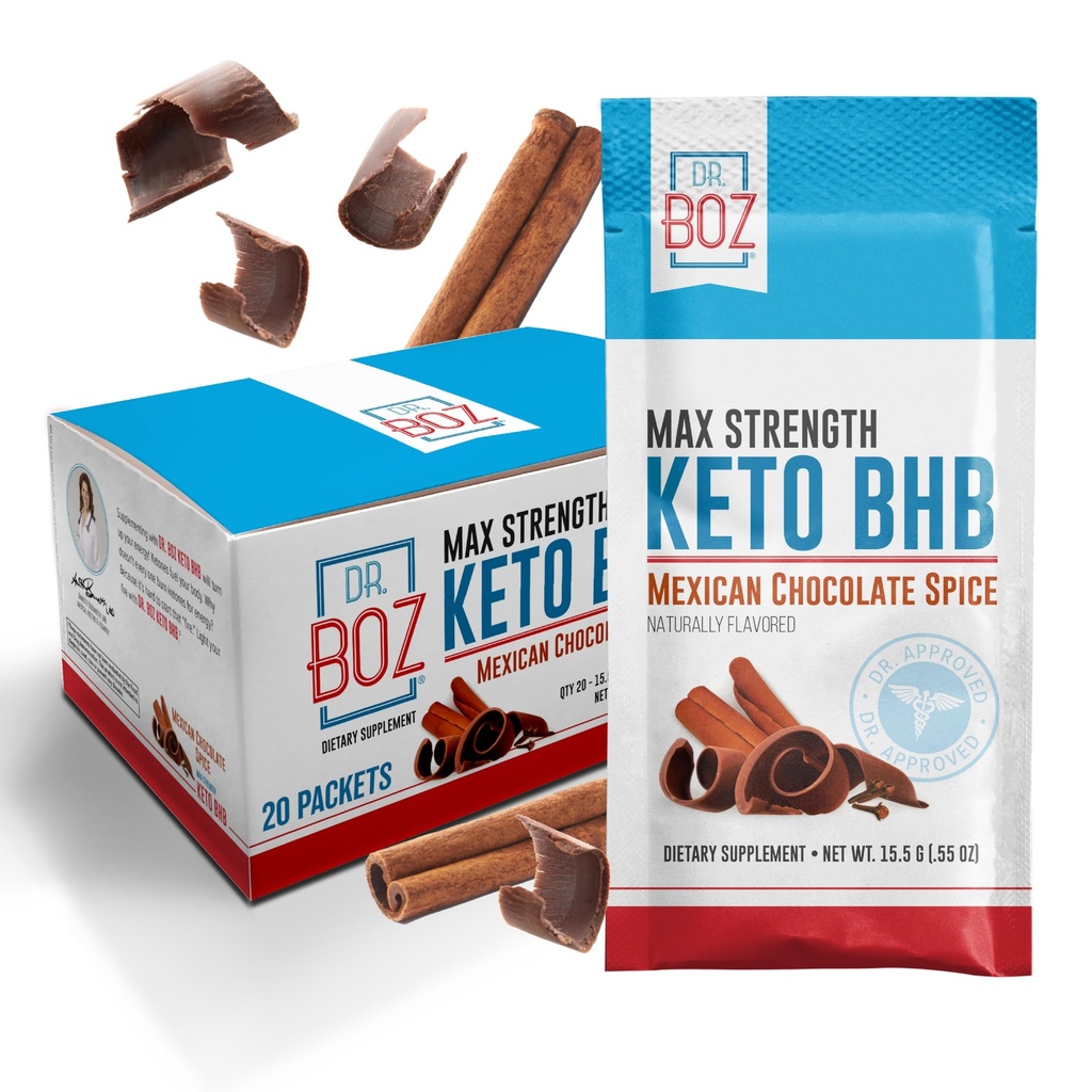 Dr. Boz - Keto BHB Proszek - Meksykańska Czekolada Spice, 20 Służenia - Ketones Drink - Energia & Zmniejszone życzenia - Max Siła Suplement diety - Jakość Tested - Made in USA - 10.9oz (310g)
