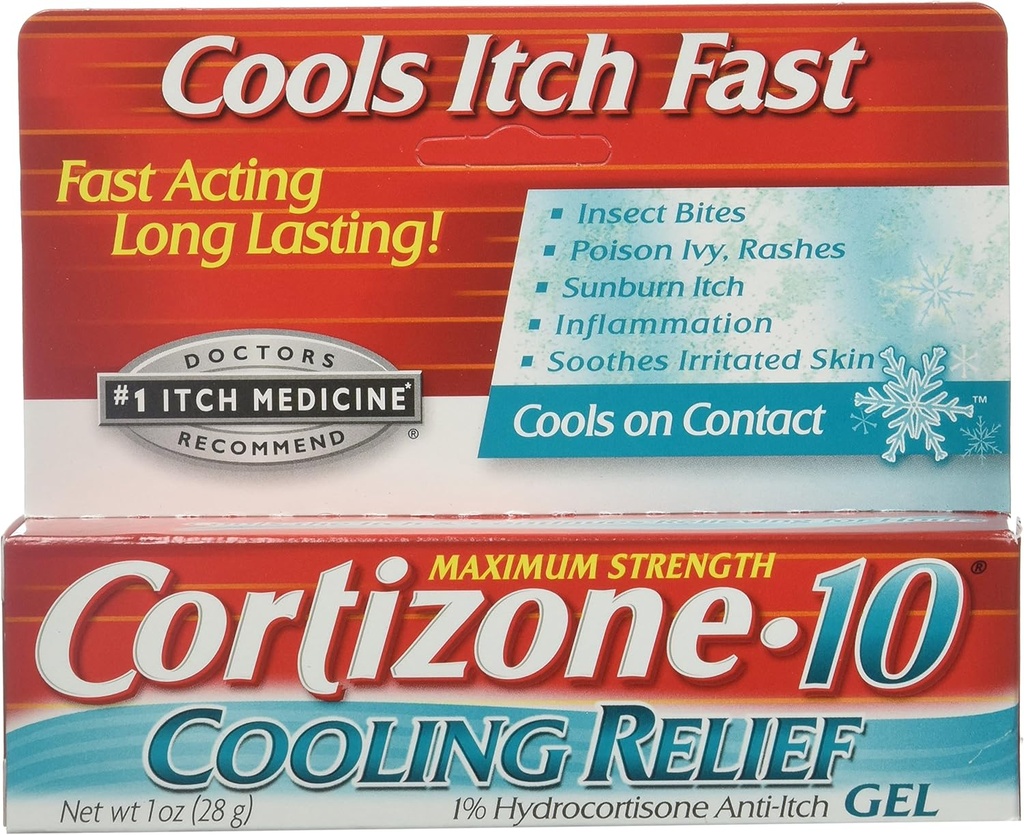 Cortizon- 10 Chłodzenie Relief Anti- Itch Gel 1 oz (Opakowanie po 3)