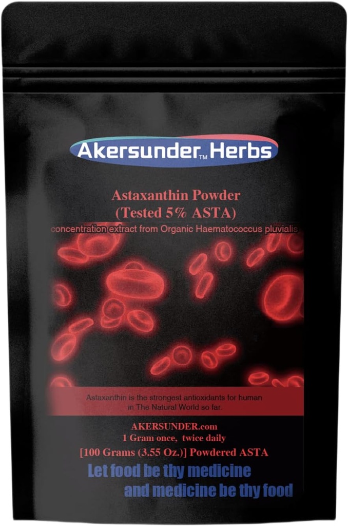 Czysty Haemococcus pluvialis ekstrakt proszek, 100 gramów, astaksantyna (ASTA) > 5%, Najsilniejsze przeciwutleniacze suplement