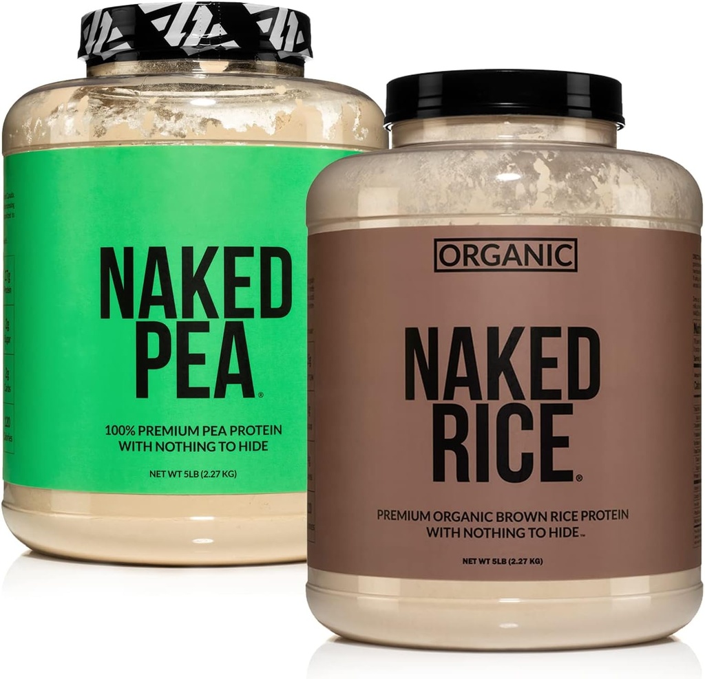 NAKED Vegan Protein Bundle: 5LB Unflavored Pea i 5LB Organic Rice