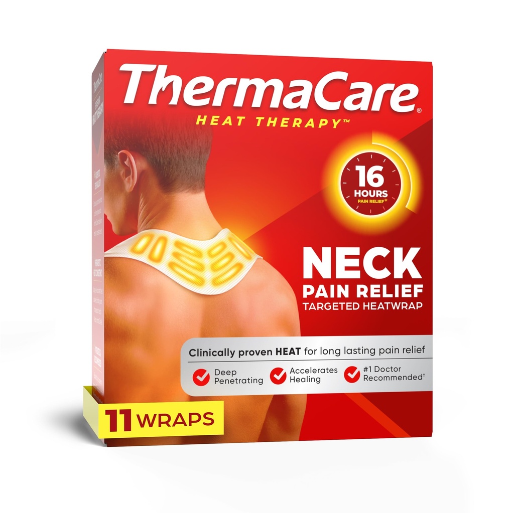 ThermaCare cieplne opaski na ból szyi i łopatki Relief - Przenośne adhezyjne systemy grzewcze z 16-godzinnym ciepłem terapeutycznym - Wolne od narkotyków mięśnie i Joint Soothing Patches - Duży - 11- Count