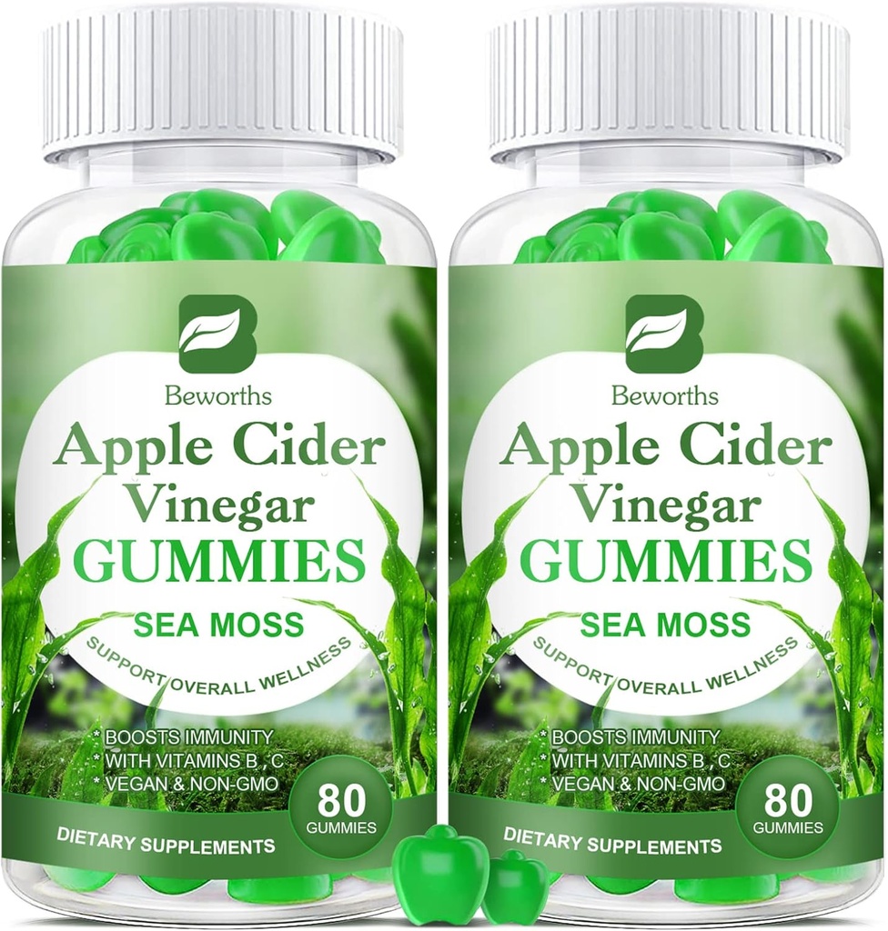 Jabłko Cydr Ocet & Mech Mech Gummies, Organiczne Gummeje ACV z suplementem matki wspiera immunologiczne, Digestive Health dla dorosłych i dzieci, Mewa Gummy z witaminą B6 B9, B12