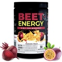 Nutrologia Beet Energy O2, Wstępny trening w proszku, Energia, Endurance & Nitric Oxide Booster z buraka w proszku, Yerba Mate, Adaptogens & Electrolytes, Vegan Pre Workout, Passion Fruit Flavor, 30 Służenia