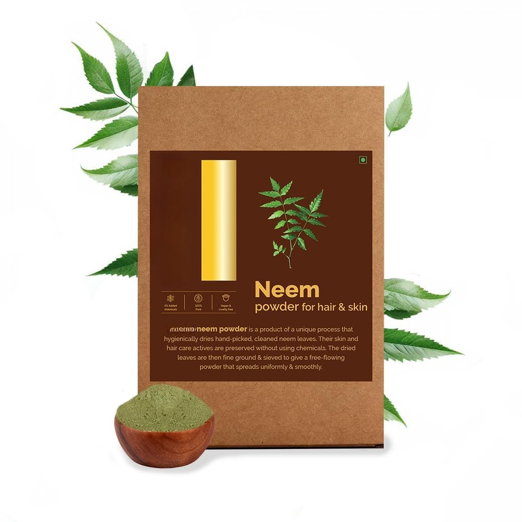 Proszek Neem Leaf, 100% Czysty i naturalny, Higienicznie suszony, Pack For Healthy Scalp & Silne włosy - 100 gramów