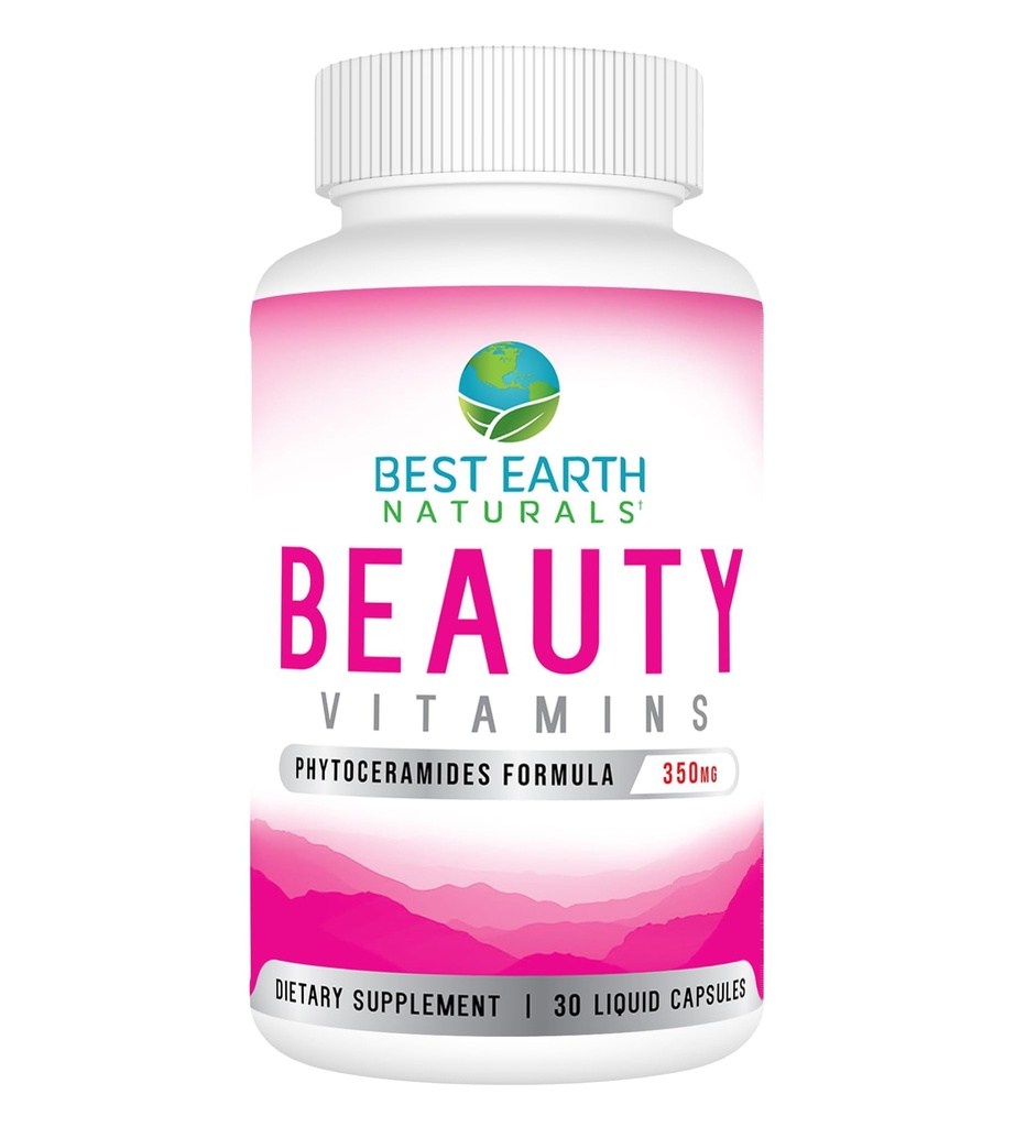 Najlepsza Ziemia Naturals Piękno Witaminy Fitoceramid Pigułki - Supplement Supplement Hydrating skóry z kwasem lipoicznym alfa i więcej, aby pomóc w promowaniu nawodnionej skóry - 30 Count