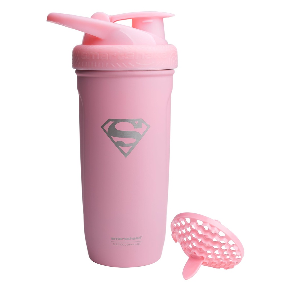 Smartshake DC COMICS Reforce Stainless Steel Protein Shaker Butelka 900 ml Xi124; 30 oz - Leakproof Screw- on Lid - BPA Free - Unisex - Nie izolowane - Supergirl Logo