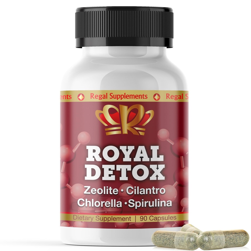 Detox królewski - All- in- One Cleanse British 124; Zeolite, Cilantro, Chlorella, Spirulina, Apple Pectin British 124; Full Body, Liver, Colon Detox British 124; Supports Energy, Mood, Immunitet, Gut Health, Reduced Infined90 Kapsułki