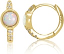 14K Złoto Plated 925 Sterling Srebrny Stworzony biały opal Huggie Hoop Kolczyki