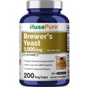NusaPure Brewers Yeast 1000mg 200 Czapki wegetariańskie (Non-GMO, Wegan)