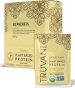 Truvani Vegan Pea Protein Proszek Banan Cynamon 124; 20g Organic Plant Based Protein 124; Single Serving Travel Pakiety 124; 10 Służenia 124; Keto 124; Gluten & Dairy Free 124; Niskie węglowodany 124; Nie Dodano cukru
