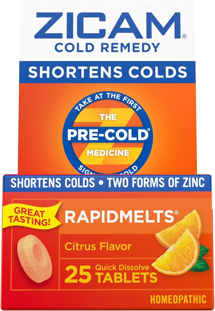Zicam Cold Remedy Cynk Rapidmelts, Citrus Flavor, 25 Count (Opakowanie po 2)