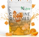 Jednowodzian Gummie - 5g żelki do żucia Monohydrat dla mężczyzn i kobiet - Zwiększenie siły, Muscle builder - Wzmacnia energię & Focus - Niskie kalorie, Wegan & Gluten wolna 124; 90 liczyć Citrus