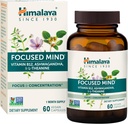 Himalaya Skupiony umysł z Ashwagandha, Bacopa & L -Theanine for Focus, Energia i uwaga, 60 Kapsułki, 1 Miesiąc dostaw, Wegan, Gluten Free