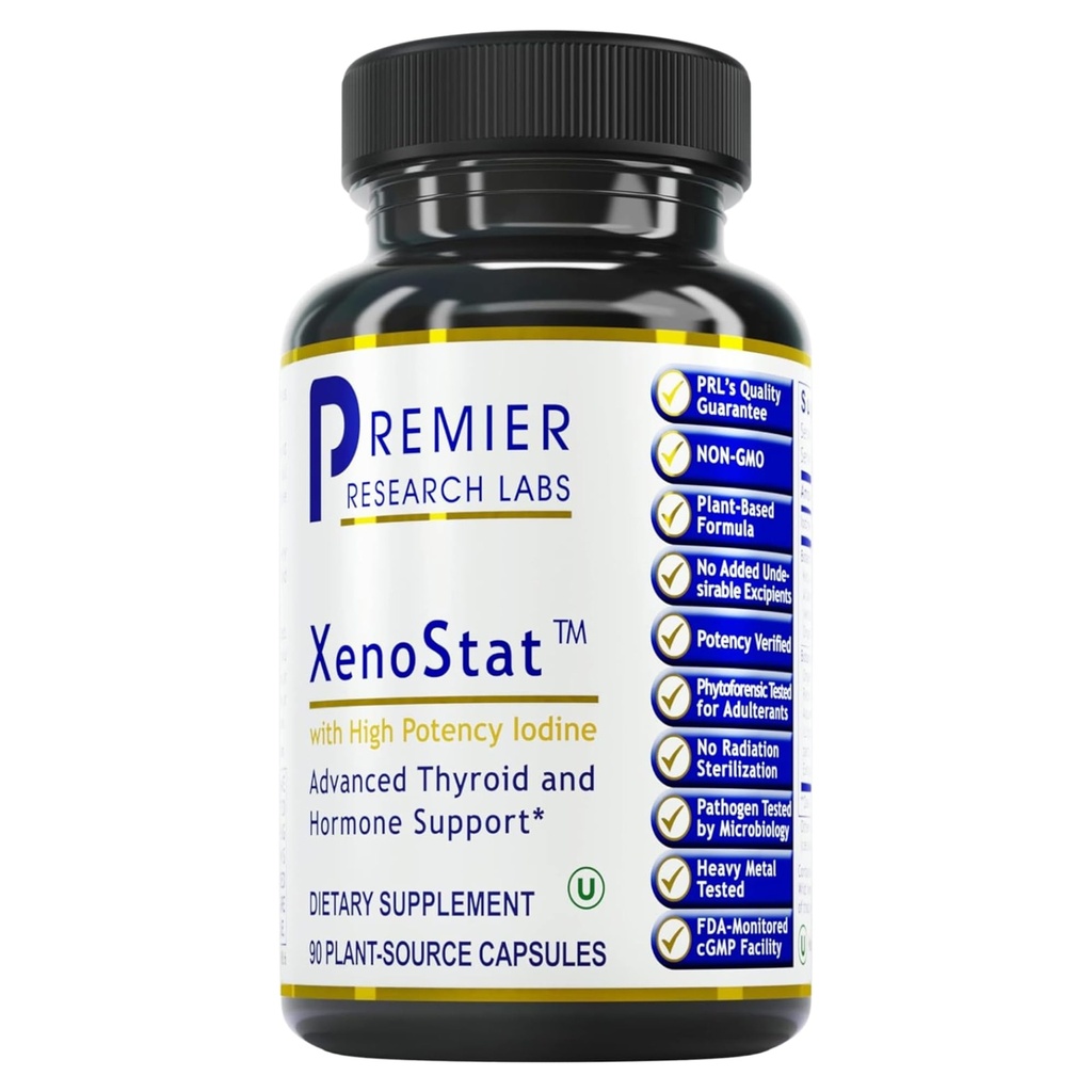 Premier Research Labs Xenostat - Thyroid Function & Hormon Support - with Chlorella, Hyssop Herb, Milk Thistle & Reishi Mushroom - Kosher - Vegan - 90 Plant- Source kapsułki