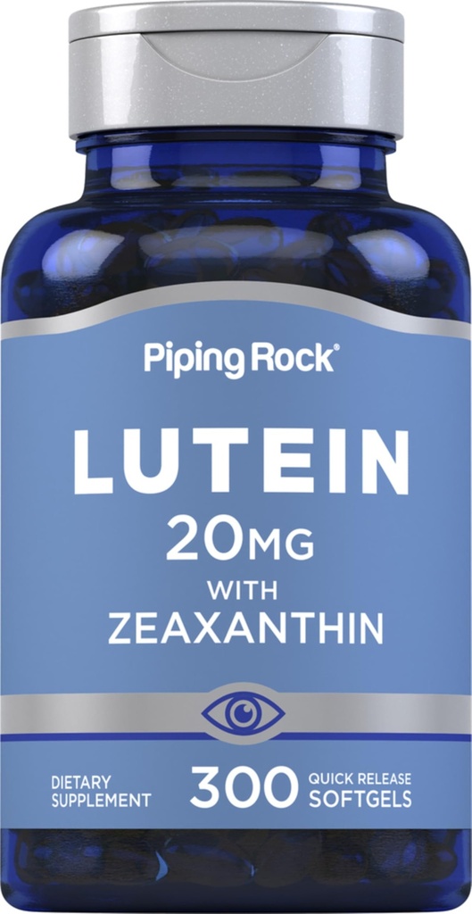 Piping Rock Lutein i Zeaxanthin Supplement Supplement 124; 20 mg 124; 300 Softgeli 124; Witamina z Marigold Extract 124; Non-GMO, Gluten Free
