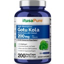 NusaPure Gotu Kola kapsułki 20: 1 Extract, 200 mg Ekwiwalent 4000mg Per Veggie Caps, 200 Count, Non-GMO, Vegan, Bioperine - Tradycyjny Herb Extract