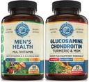 Mens Daily Multivitamins & Advanced Joint Support Bundle (Każda butelka). Wspólnie wspiera Holistyczne Wellness, Wzmocniona Energia i Wspólne Zdrowie. USA Made.