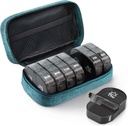 AUVON Canvas Bag Travel Pill Organizator 2 razy dziennie, Duży AM / PM Weekly Pill Box 7 Day Pill Case z przenośnym Cyan Zipper Spacer Torba do przechowywania suplementów, Witaminy i oleje rybne