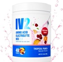 IV2 Proszek do nawadniania premium - Mieszanka elektrolitów wolna od cukru + Amino Kwasy i zasadnicze witaminy I Vegan, Non-GMO, Gluten- Free, Coffeine- Free (40 Servings)