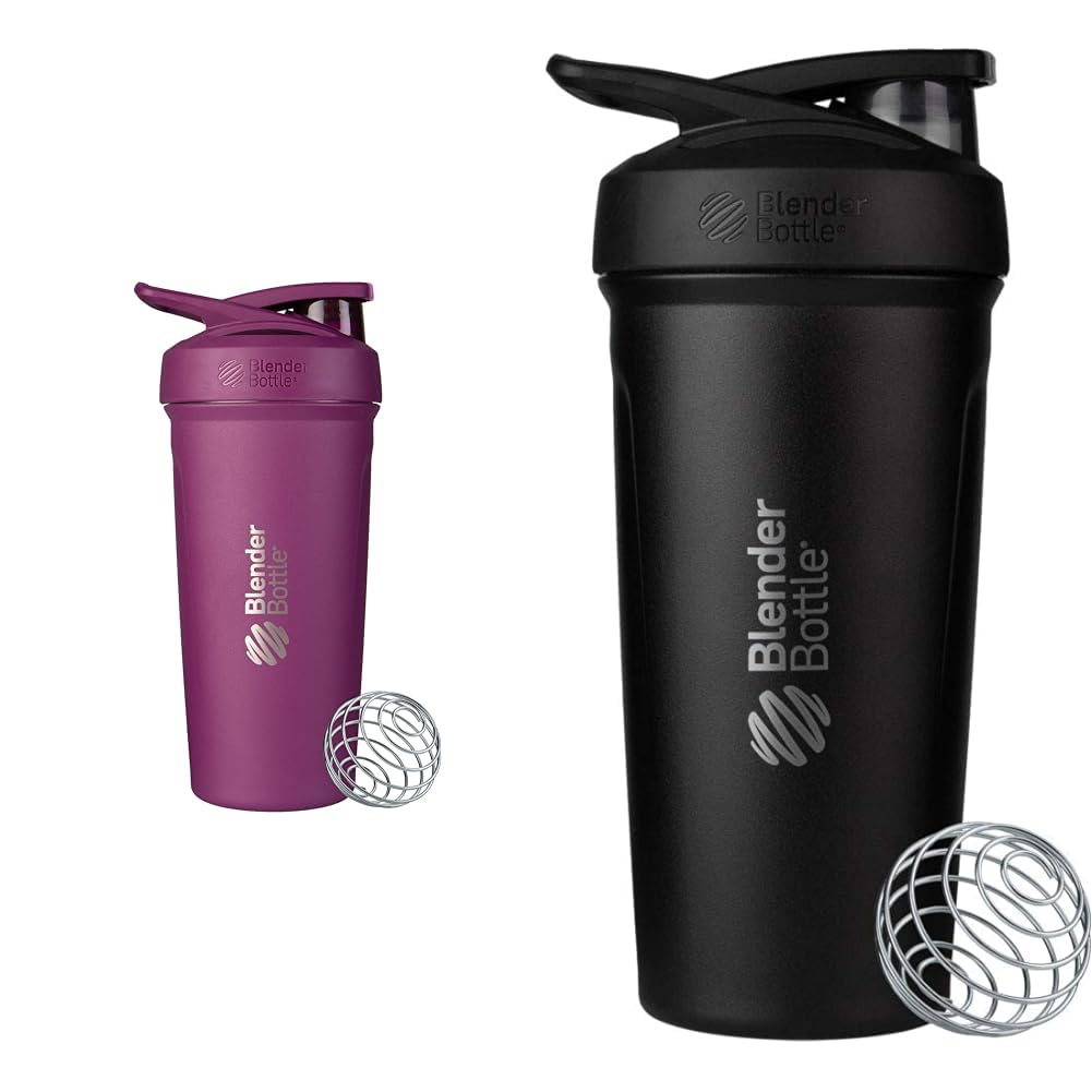 BlenderBottle 24- Ounce stali nierdzewnej Shaker Cups z drutu Whisk, Plum i czarny