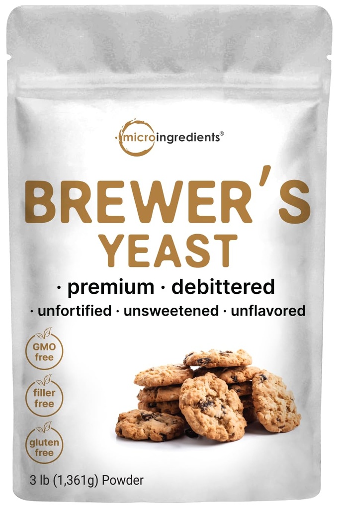 Brewers Yeast Proszek do Laktacji, 3lbs (90 Servings) 124; Brewers Debittered Yeast dla wsparcia karmienia piersią 124; Wielki dla Ciasteczek i herbaty 124; Bogata witamina B Complex & Protein Source