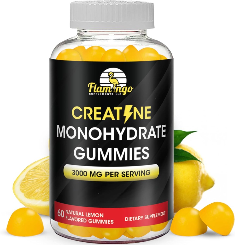 Suplement Gumowy dla kreatora - Lemon aromat kreatora Monohydrat Chews for Energy Boost, Suplement dla kreatora do budowania mięśni i siły, Wegan, Non-GMO 90 Count