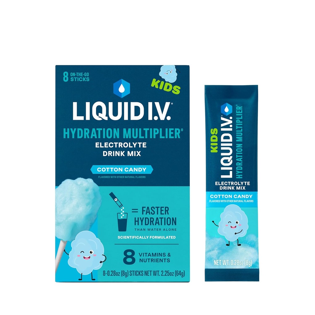 Płyn I.V. ® Nawodnienie mnożnik ® + Dzieci - Bawełna Candy 124; Piwo proszkowe elektrolity mieszanki 124; 2 opakowania (16 Servings)