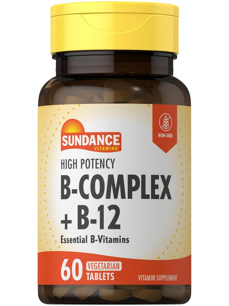 Sundance Witamina B- Complex Xiv 124; z B- 12 Xiv 124; 60 Tablets Xiv 124; Wysoka potencja Xiv 124; Wegetarianin, Non-GMO i gluten Free Supplement