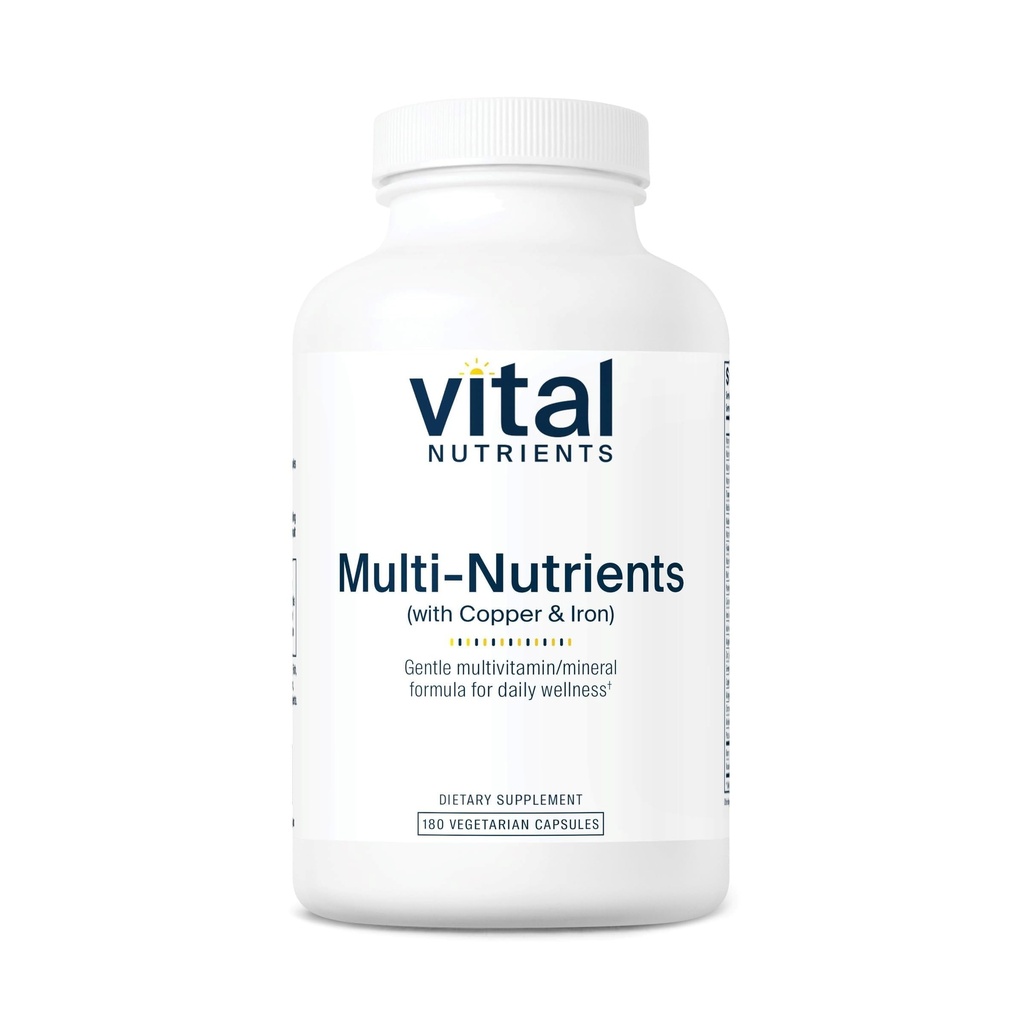 Vital Nutrigents Multi- Nutricents 4 XI124; Citrate / Malate Formula (with Copper and Iron) XI124; Multi witaminy / Mineral Formula with Potent Antioksydants XI124; Bioavailable Form XI124; Non-GMO XI124; 180 kapsułki