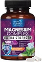 Magnezu Complex kapsułki 500 mg z tlenkiem, Glicynatem, jabłkiem, cytratem - Kompleks Wysokiej Absorpcji Chelated Magnezu Suplementy mineralne - dla wsparcia zdrowia mięśni, kości i serca - 60 Kapsułki