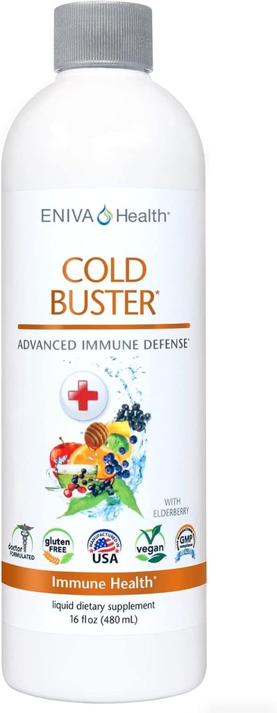 Eniva Elderberry Sambucus Syrop immunologiczny, Witamina C, Ioniczna ZINC, Witamina D, Echinacea, Przeciwutleniacze & More, All- in- One Liquid, Niskie węglowodory, Niski cukier, Keto Friendly, Non-GMO & Gluten Free - 16 oz