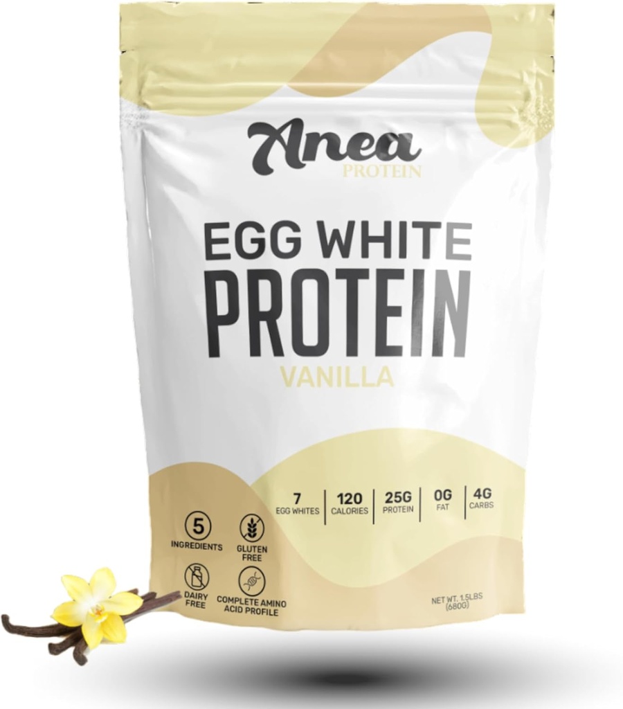 Anea Egg White Protein Powder Building 124; 25g Protein 's 124; Dairy Free Bread 124; Gluten Free Bread 124; Fat Free Bread 124; Amino Acids' 124; High Biological Value (1.5 Funt (Pack of 1) (1.5 Funt (Pack of 1), Vanilla)