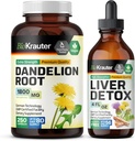 BIO KRAUTER Dandelion Root 250 Kapsułki i wsparcie wątroby Tincture 4 Fl. Oz.