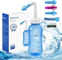 MAOEVER Neti Pot Sinus Rinse Nasal Wash 300ML Neti- Pot z 30 Pakiety soli mycia nosa i termometr naklejka mycie nosa mycie butelki czyszczące Nawadnianie ciśnienia dla dorosłych i dzieci BPA wolne (niebieski)