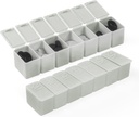 Cotygodniowe małe pióro Organizator, 7 dniowy pióro Case, Codzienne witaminy Case Medicine Box, Pill Container for Medicine Supplements Fish Oil (2szt, Grey)