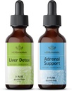 Zestaw ziołowych kropli ziołowych HERBAMAMA - zespół detoxu wątrobowego 4 fl oz & Adrener Support Drops 2 fl oz - Wegan, Non-GMO, Cukier i Alkohol - 2 Pack