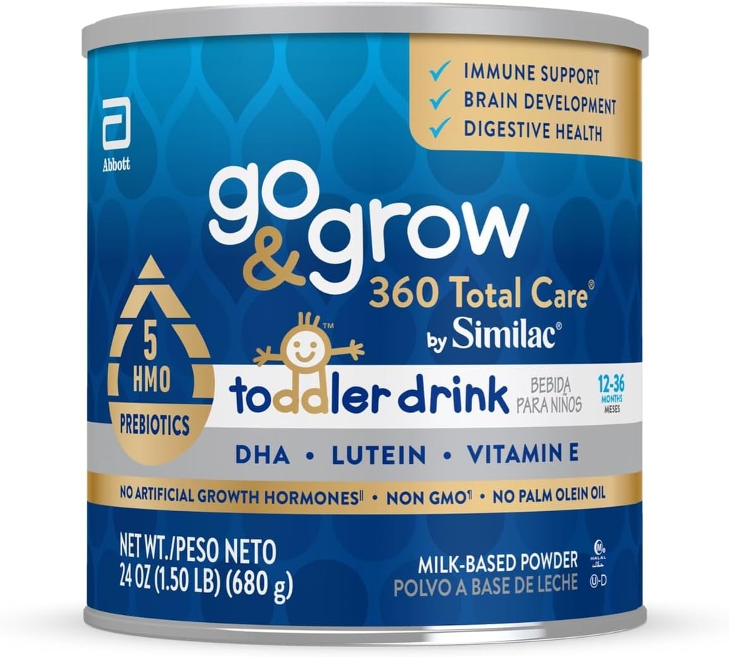 Idź & Dorośnij 360 Całkowita Pielęgnacja przez Asolac Toddler Drink odżywczy, ma 5 HMO, Proszek, 24- oz puszka