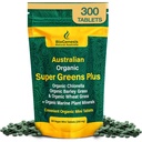 Biogeneza SuperGreens Plus Tablets - 300 Count (200 mg) < 124; Unflavored > 124; Organic Chlorella, Wheatgrass & Barley Grass > 124; Australian Grown > 124; Supports Energy & Immunity > 124; Vegan Mini Talets