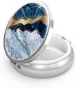 Pill Box 3 Compartment Small Pill Case,Portable for Pocket or Purse Pill Organizer Pill Container Holder to Hold Vitamins, Medication, Fish Oil and Supplements(Almond Blossom)