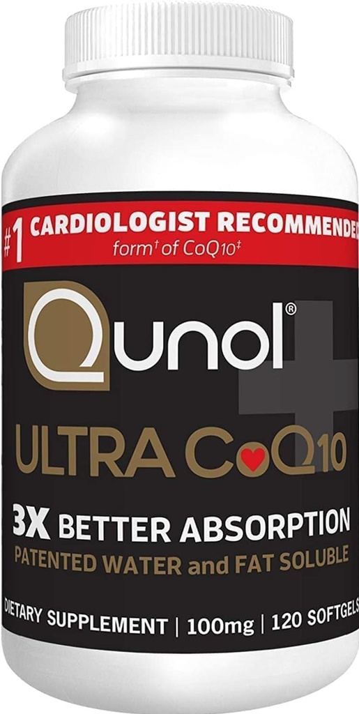 Qunol CoQ10 100mg Softgels, Ultra 3x Better Absorption Coenzyme Q10 Supplements - Antioxidant Supplement for Vascular and Heart Health & Energy Production - 4 Month Supply - 120 Count