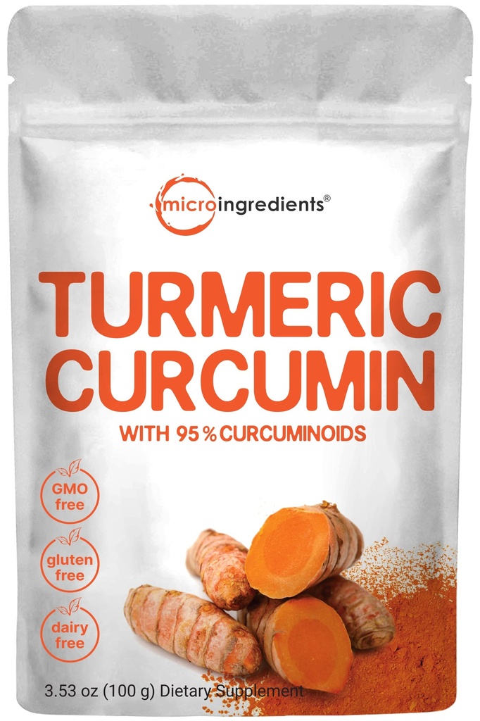 Ekstrakt kurkuminoidy 95% (Natural Turmeric Extract and Turmeric Supplements), 100 Grams, bogaty w przeciwutleniacze do wspólnego i immunologicznego wsparcia, Bez GMO, Wegański Przyjazny, Indie Pochodzenie